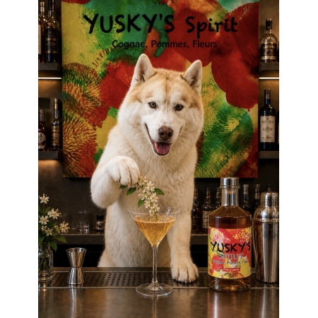 Yusky's spiritueux à base de Cognac, pomme, fleur